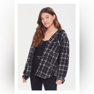 Forever 21 Plaid Hooded Shacket